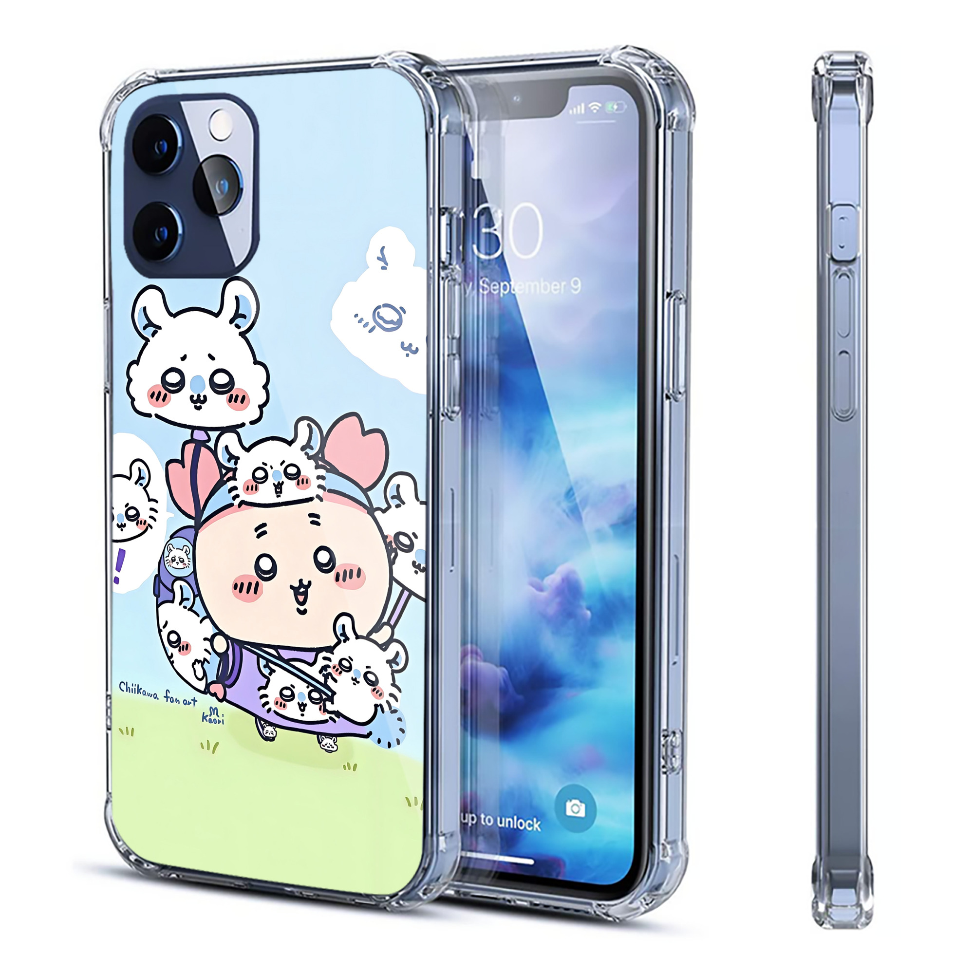 （画像用） ちいかわ Chii-kawa 【iPhone 12シリーズ対応】透明スマホケース（クリアソフトケース）